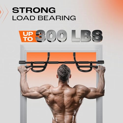 Yes4All Heavy Duty Wall Mounted Pull Up Bar, Over Door Pull Up Bar for Doorway, Multi Grip Chin Up Bar, Sturdy Strength Training Bars & Durable Gym Bar for Home Exercise - style: Premium Pull Up Bar XSP + Ab Straps