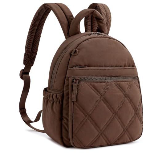 Mini Backpack for Women,Lightweight Quilted Puffer Small Backpack Purse,Casual Cute Daypack Chic Plaid Bookbag for Travel Shopping Daily Use (COFFEE) - color: Coffee