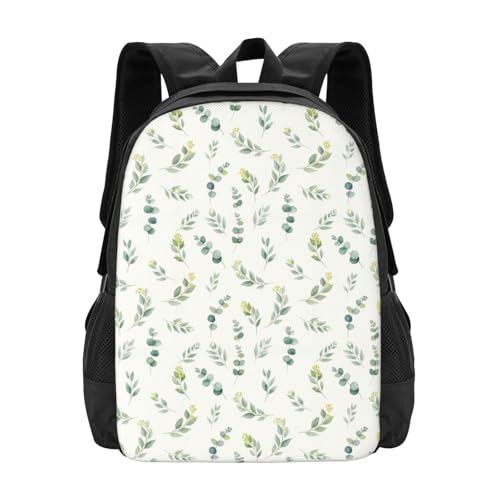 Minimalist Business Backpack Sage Green Leaf, Anti Theft Large Volume Polyester Daypack Laptop Shoulder Bag for Office Work Business Travel - color: Design (405)