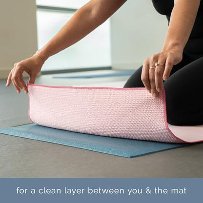 S&T INC. Yoga Mat Towel with Non-Slip Grip, Enhanced Silicone Grip, Soft and Absorbent for Gym, Pilates, and Hot Yoga Mat, 1 Pack, 24 inches x 72 inches, 340GSM, Pink - color: Pink