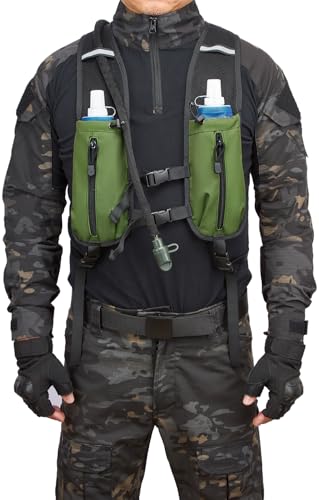 Insulated Hydration Pack Hiking Water Backpack Running Vest with 3L TPU Bladder Bag for Marathon Cycling Men - color: Army Green T