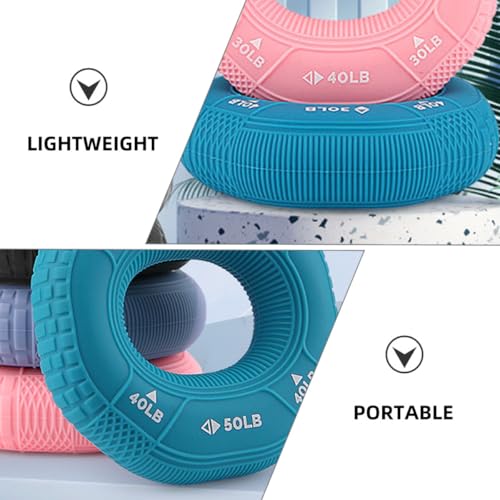 Hand Grip Strengthener Rings Set, Silicone Wrist and Finger Exerciser with 30-50lb Resistance, Forearm Workout Trainer for Stress Relief and Strength Training