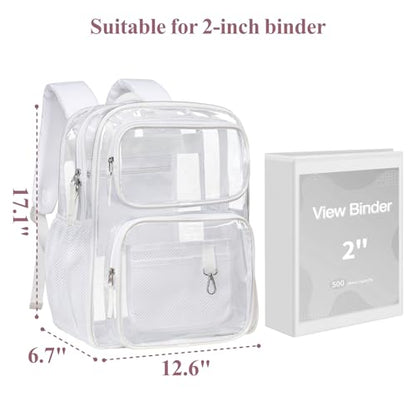 PACKISM Clear Backpack for School - 17 inch Large Heavy Duty Bookbag, Reinforced See Through PVC Transparent Backpack - color: Light White, style: Daypack Backpacks