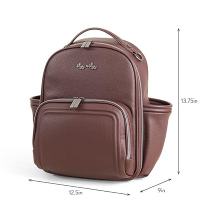 Itzy Ritzy Mini Diaper Bag Backpack – Chic, Compact Mini Plus Backpack with Changing Pad, 10 Pockets (6 Internal, 4 External), Grab-Top Handle & Rubber Feet (Espresso) - color: Espresso