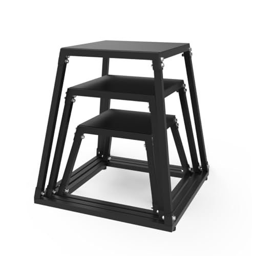 GarveeLife Plyometric Jumping Box, Steel Plyo Box for Exercise, Metal Exercise Step Up Box with Anti-Slip Surface for Home Gym Training - color: Black, size: 12/18/24 Inch