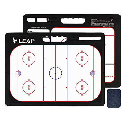 LEAP Coach Board Premium Tactical Clipboard Two Sides with Full & Half Court Dry Erase Marker Board for Basketball, Baseball, Soccer, Football, Hockey - color: Ice Hockey