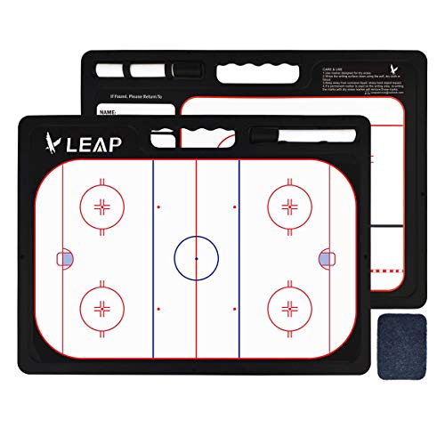 LEAP Coach Board Premium Tactical Clipboard Two Sides with Full & Half Court Dry Erase Marker Board for Basketball, Baseball, Soccer, Football, Hockey - color: Ice Hockey
