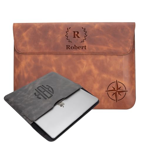Personalized Leather Laptop Sleeve for MacBook Air - Pro 13"/14"/15"/16" (M1 M2 M3 M4), iPad Pro-Air 11" 13", iPad A16 – Custom Gift for Men & Women
