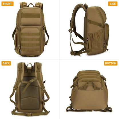 HUNTVP Tactical Backpack Military MOLLE Backpack Hunting Rucksack Gear Assault Pack 25L WR - color: Brown-25l, size: 25L