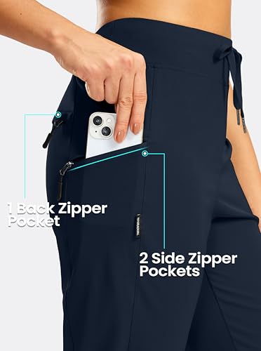 G Gradual Women's Capri Pants with 3 Zipper Pockets Lightweight Quick Dry Hiking Travel Capris Pants for Women Casual Summer - color: Navy, size: Small