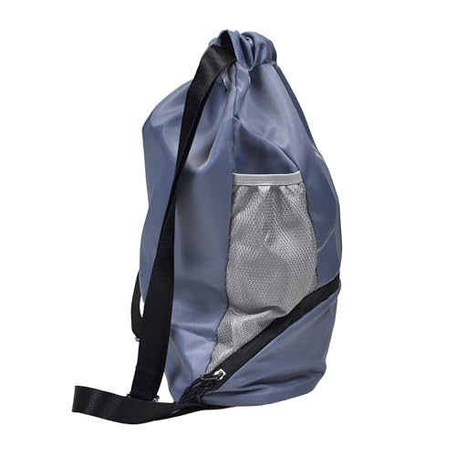 Nupouch Drawstring Backpack: Lightweight, Water-Resistant, Reflective Gym Bag w/Shoe Compartment for Travel, Hiking, Sports - color: Light Blue