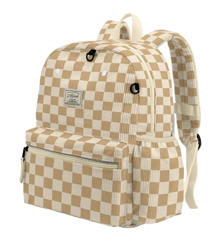 Corduroy Kids Backpack for Boys Girls 6-10: Girls Backpacks for Elementary Kindergarten 15” H Fit Folder - color: Chessboard Corduroy, style: Age 6-10 (15" H Fit A4 Folder)
