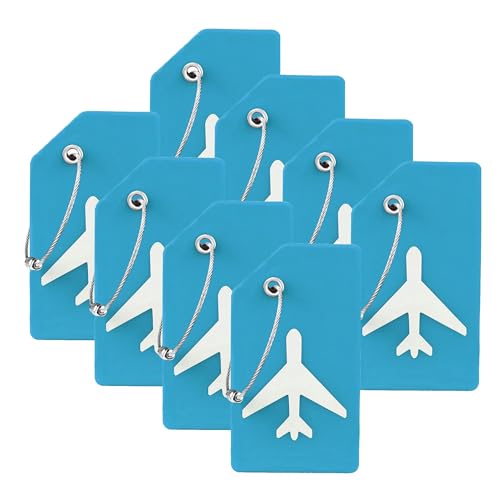 8 Pack Silicone Luggage Tag for Suitcases with Stainless Loop, TSA Approved, Privacy Protection Travel Essentials Bag Tags by Gostwo, Sky Blue - color: Sky Blue