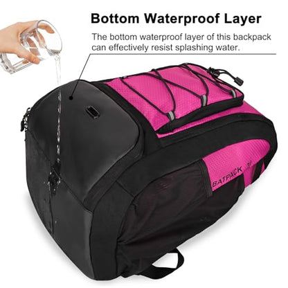 Goloni 40L Baseball Bag, Softball Bat Bag with Shoes Compartment,Fence Hook,Backpack for Baseball, T-Ball & Softball Equipment & Gear - color: Rose Red
