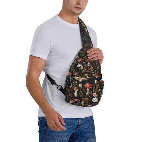 Sling Backpack Unisex Crossbody Chest Bag Shoulder Chest Bag For Women Men Hiking Travel - color: Mushroom Snail Berry