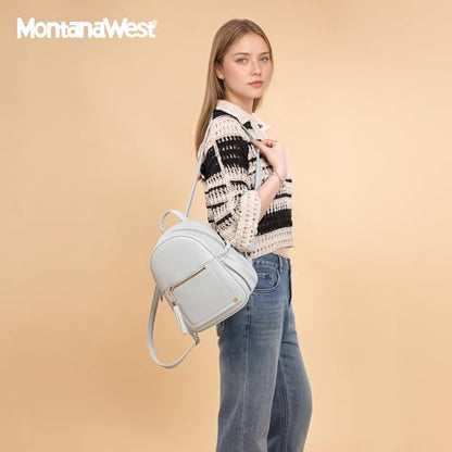 Montana West Mini Backpack Purse for Women Anti Theft Backpacks with Secured Zipper and Tassel - color: Mini Grey