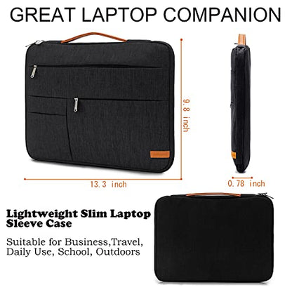 KINGSLONG 13.3 inch Laptop Sleeve Bag, Slim Shockproof Handbag, Computer Carrying Case Cover Compatible with MacBook Air/Pro,Acer Asus Dell HP Black - color: Black, size: 13 inch