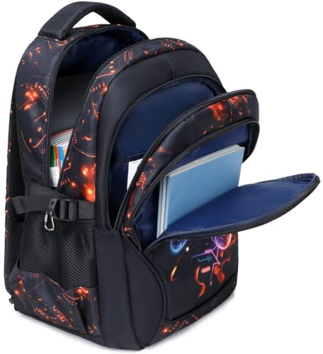 Boys Backpack for Elementary Kids Bookbag Middle School Bags Heavy Duty Soccer Laptop Durable Waterproof 18 In (3-Black Red Game) - color: 3-black Red Game