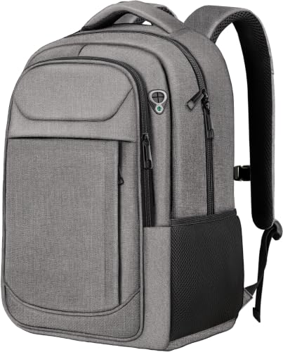 Travel Backpack, Laptop Backpack for Men Women, 17 Inch Water Resistant Slim Casual Daypack College Travel Computer Nurse Work Bag Gifts for Men & Women, Grey - color: Grey, size: 17.3 Inch(40L)