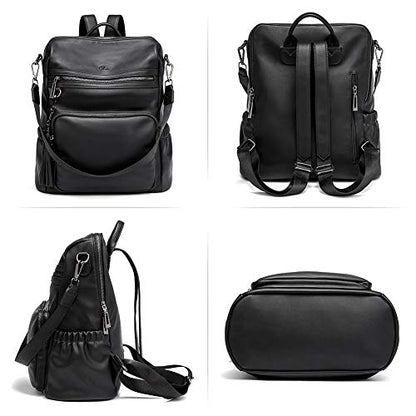 CLUCI Backpack Purse for Women Black Backpack Leather Large Travel Fashion Designer Convertible Ladies Work Bags - color: 0-2-0 Black