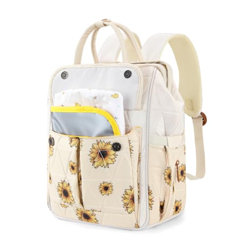 Montana West Wrangler Aztec Diaper Bag Backpack Western Backpacks for Moms Baby Essentials Bag with Twist-Lock Closure, Insulated Pockets, Portable Changing Pad, Stroller Straps, Pacifier Case - color: Sunflower