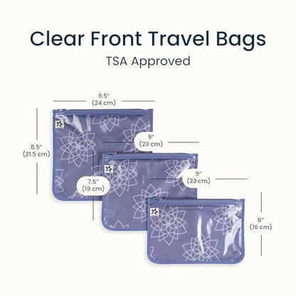 Tiny Twinkle Diaper Bag Organizing Pouches|3 Pack Mess-Proof Clear Front Travel Organizer Bags&TSA Approved Toiletry Bag Set for Baby and Mom Essentials - color: Lotus