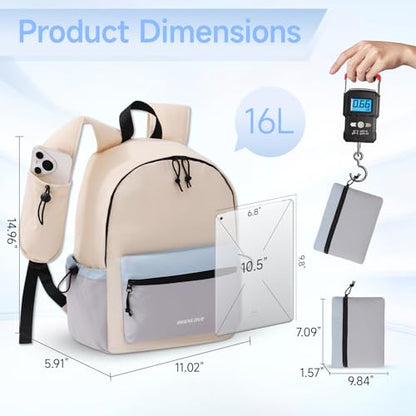 Hiking Backpack for Women and Men,Lightweight Waterproof Foldable 16L Beige - color: Beige
