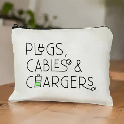 Plugs Cables & Chargers - Makeup Bag for Women Travel - Zipper Cosmetic Storage Bag with Vibrant Designs, Soft Fabric & Multi-Use Functionality (Gift for Birthdays, Graduation, Christmas) (Style F) - style: Style F