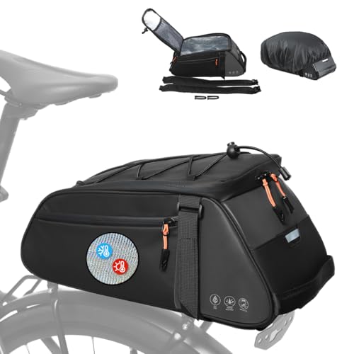 Insulated Rear Bike Rack Bag with Rain Cover, Waterproof Bike Storage Saddle Bag for Bicycles Rear Rack, Reflective 10L Panniers Bike Ebike Trunk Bag Cycling Pounch