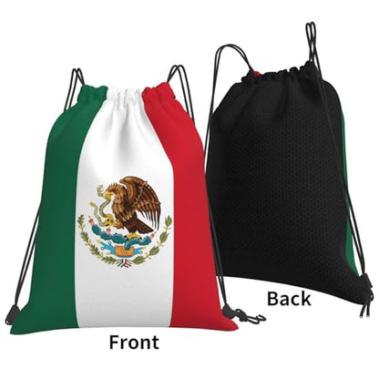 Mexico Mexican Flag Drawstring Bag Sport Gym Backpack Beach Travel Sack Draw String Yoga Bag For Men Women - color: Mexico Mexican Flag