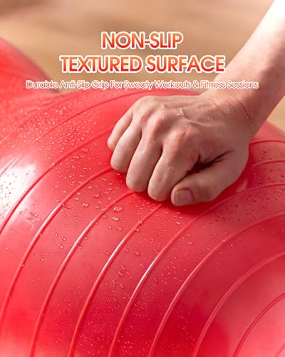 Premium Peanut Ball - 100x50cm Anti-Burst Exercise Ball for Physical Therapy, Pregnancy Labor & Home Fitness Sensory| Non-Slip Design | Quick-Inflate Pump Included - color: red