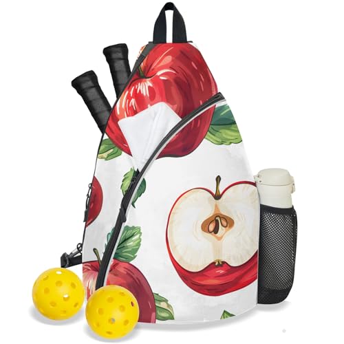 Pickleball Bag for Women Men Adjustable Crossbody Sling Backpack Hold Pickleball Paddle Water Bottle - color: Multicolor 16