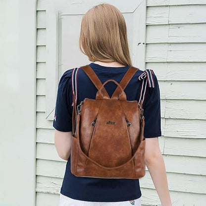 ZOCAI Backpack Purse for Women Medium Anti-Theft Backpacks Purses Design Leather Shoulder Bags with Removable Strap - color: 1-retro Brown