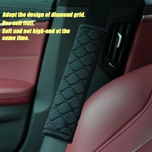 WJS 2 Pack Soft Auto Seat Belt Cover Seatbelt Shoulder Pad for a More Comfortable Driving Compatible with All Cars and Backpack (Black) - color: Black