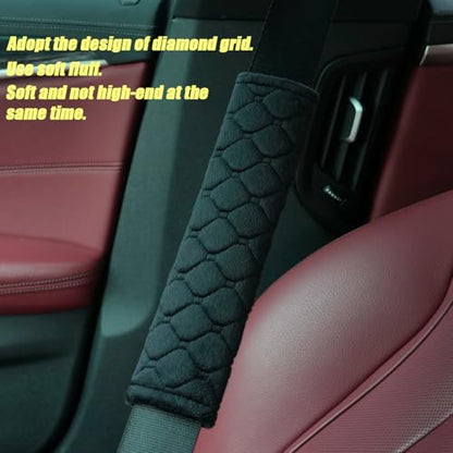 WJS 2 Pack Soft Auto Seat Belt Cover Seatbelt Shoulder Pad for a More Comfortable Driving Compatible with All Cars and Backpack (Black) - color: Black