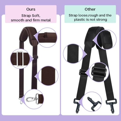 60 Inch Shoulder Strap with Removable Ultra-Thick Pad，Adjustable Buckles and Metal Hooks - color: Browm