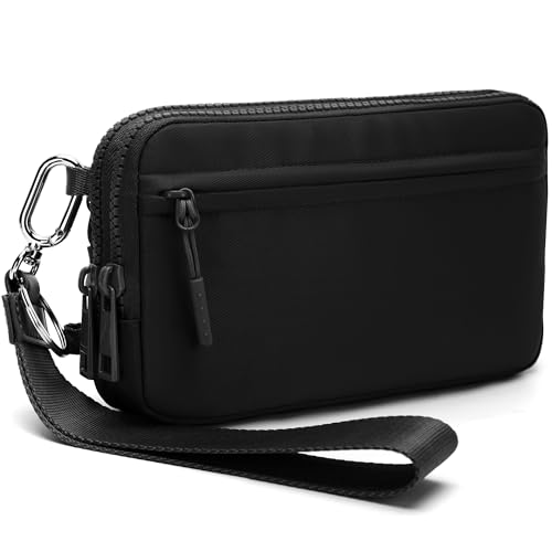 FODOKO Wristlet wallets for women Nylon Quilted Wallet with 4 Zippers,Travel Credit Card,Holder Cell Phone Organizer - color: Black 2