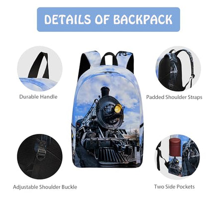 Train 3PCS Backpack for Boys Girls, Kids Back to School Backpack Set with Lunch Box Pencil Case, 17 Inch Lightweight Bookpack 3 in 1 Set for Teens Elementary Middle High School Students - color: Train