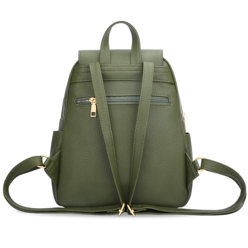 KKXIU Quilted Trendy Leather Backpack Purse for Women and Ladies Shoulder Travel Daypacks Bags (Olive) - color: Olive, style: Backpack