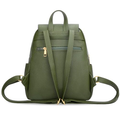 KKXIU Quilted Trendy Leather Backpack Purse for Women and Ladies Shoulder Travel Daypacks Bags (Olive) - color: Olive, style: Backpack