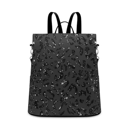 Anti-Theft Daypacks Bling Leopard Print Black Backpack Purse for Women Fashion Bag Travel Pack Basic Casual Bags - color: Bling Leopard Print Black, size: No Custom