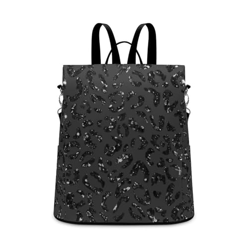 Anti-Theft Daypacks Bling Leopard Print Black Backpack Purse for Women Fashion Bag Travel Pack Basic Casual Bags - color: Bling Leopard Print Black, size: No Custom