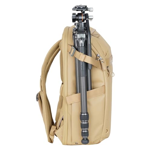 VANGUARD VEO Metro B25L Camera & Everyday Backpack (Beige) – Fits 70–200mm Attached, 16" Laptop Storage, Convertible Daypack Design, Carry-On Ready - color: Beige, size: 25L