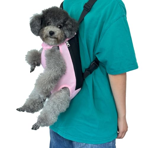 Dog Carrier Backpack, Breathable Mesh Chest Carrier for Small Dogs - color: pink, size: 10.4"L x 0.6"W x 16.5"H