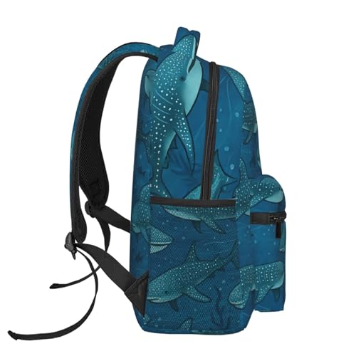 Whale Shark Casual Backpack, Lightweight Laptop Bag Daypack, Underwater Marine Life Backpacks for Women Teens Students, Ocean Cartoon Polyester Bookbag Gifts for School Work Travel Hiking - color: Whale Shark