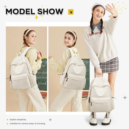 White Large Bookbags For Teen Girls Boys Waterproof College Backpack Middle School bags Lightweight Travel Rucksack Casual Daypack Laptop Backpacks For Men Women - color: Large-beige