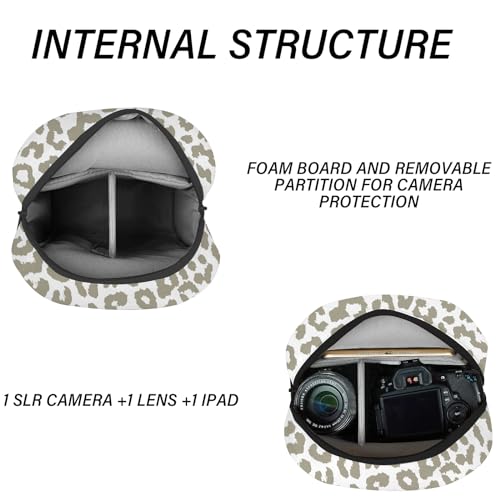 Cute Small Camera Bag with Photographer Camera Sling Bag Waterproof Dslr Camera Case Compatible with Nikon Sony Lightweigth for Women or Men（Grey Leopard Cheetah Print） - color: Grey-d20