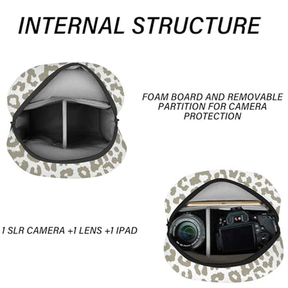 Cute Small Camera Bag with Photographer Camera Sling Bag Waterproof Dslr Camera Case Compatible with Nikon Sony Lightweigth for Women or Men（Grey Leopard Cheetah Print） - color: Grey-d20