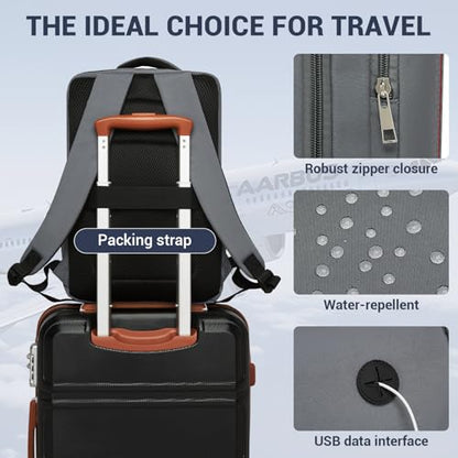 Kono 20L Casual Daypack, 40×20×25 cm, Airline Approved, 15.6" waterproof Laptop Backpack for Men & Women – Grey - color: Grey