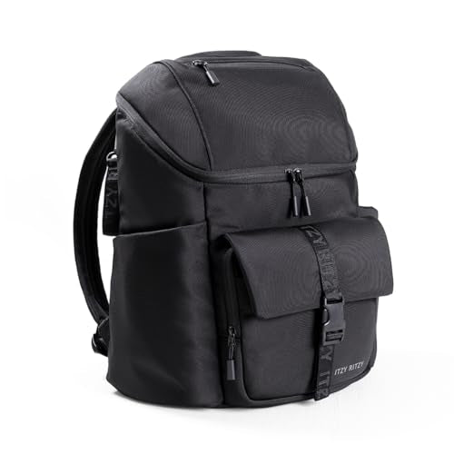 Itzy Ritzy Belong Bucket Backpack – Lightweight Diaper Bag Backpack Featuring 16 Pockets, Bucket Top Opening, Stroller Straps & Changing Pad – Organized and Stylish Everyday Family Backpack (Black) - color: Black